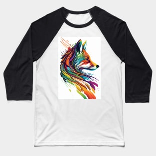Colorful Fox: Adorable and Cute Wildlife Animals in Vibrant Colors Baseball T-Shirt